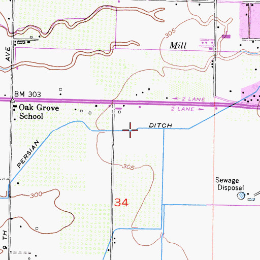 Topographic Map of Persian Ditch, CA