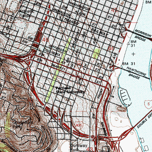 Topographic Map of Portland Plaza, OR