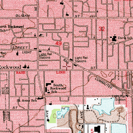 Topographic Map of Rockwood / East 188th Avenue Transit Center, OR