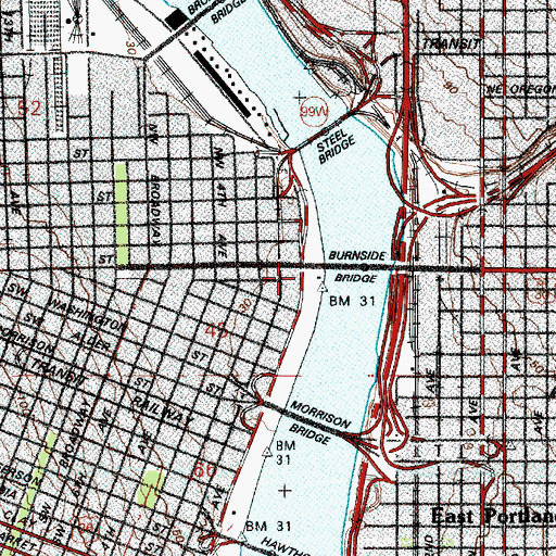 Topographic Map of Skidmore Fountain Max Station, OR
