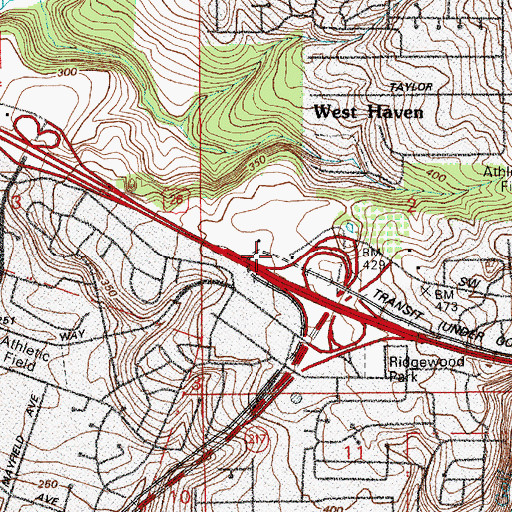 Topographic Map of TriMet Sunset Transit Center, OR