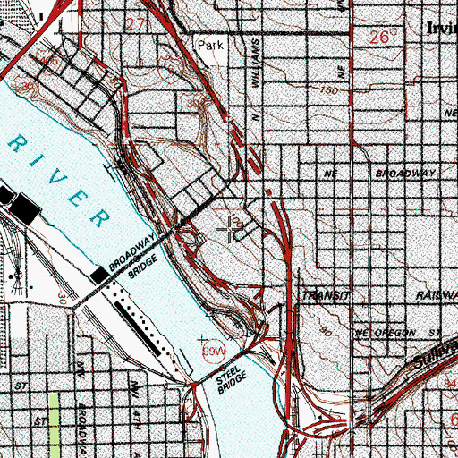 Topographic Map of The Rose Garden Arena, OR