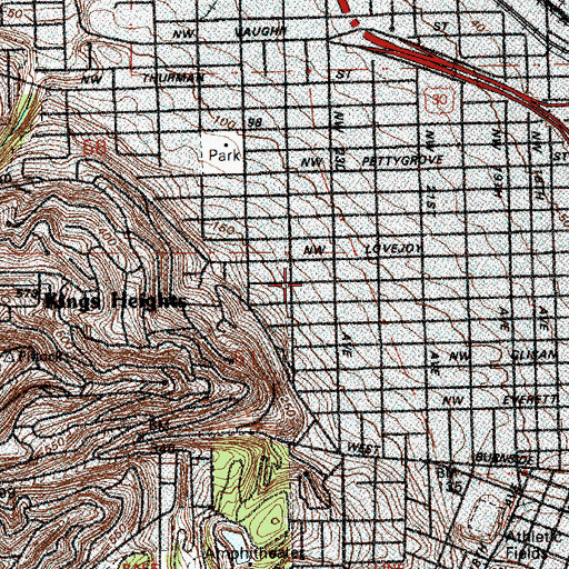 Topographic Map of Theosophical Society in Portland, OR