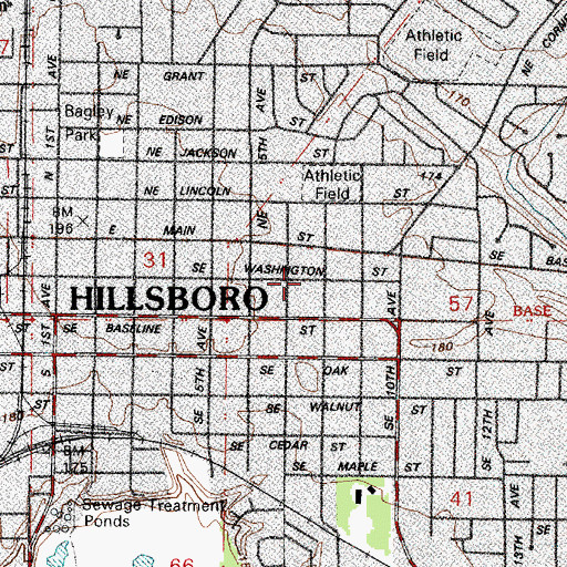 Topographic Map of Tuality Hospital Max Station, OR