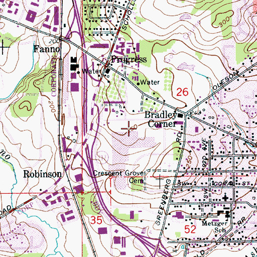 Topographic Map of TriMet Washington Square Transit Center, OR