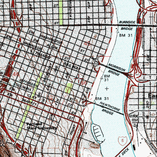 Topographic Map of Yamhill Market Place Shopping Center, OR