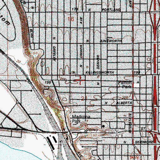 Topographic Map of Albina Church of God, OR