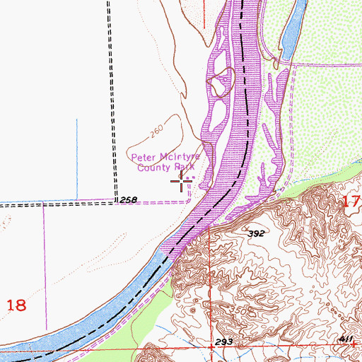 Topographic Map of Peter Mclntyre County Park, CA