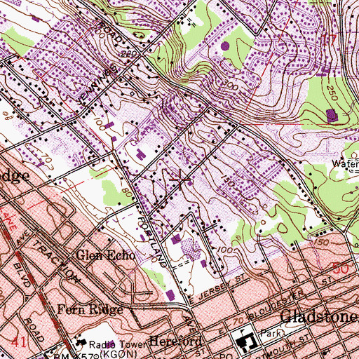 Topographic Map of Assembly of God Church of Gladstone, OR