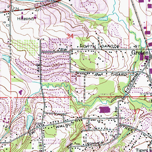 Topographic Map of Baps Hindu Temple, OR