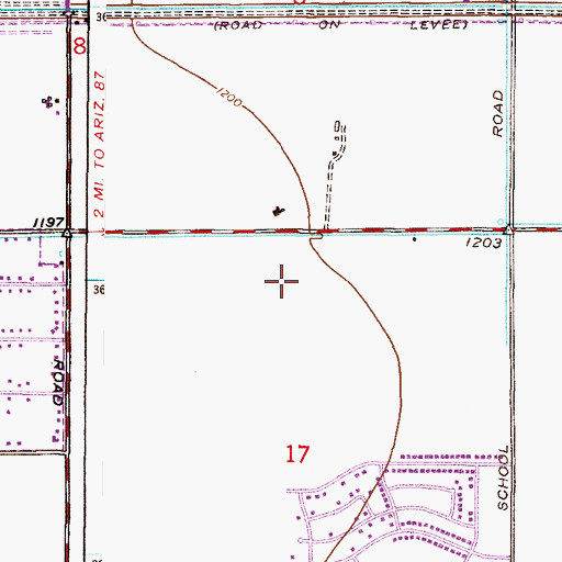 Topographic Map of Bridgeport, AZ