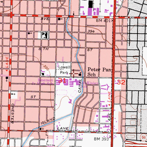 Topographic Map of Peter Pan School, CA