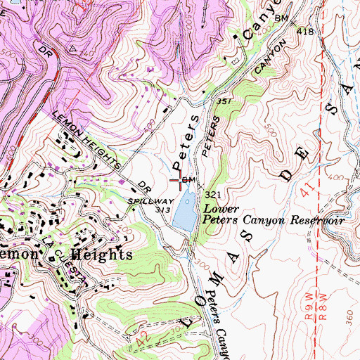 Topographic Map of Peters Canyon, CA