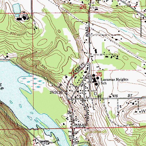 Topographic Map of Lacamas Heights Community of Christ Church, WA