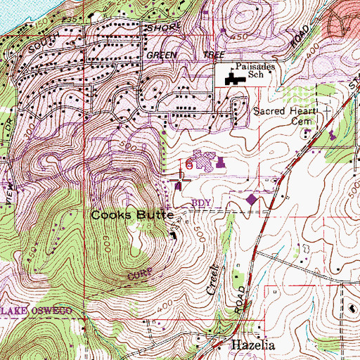 Topographic Map of Lake Oswego Family History Center, OR