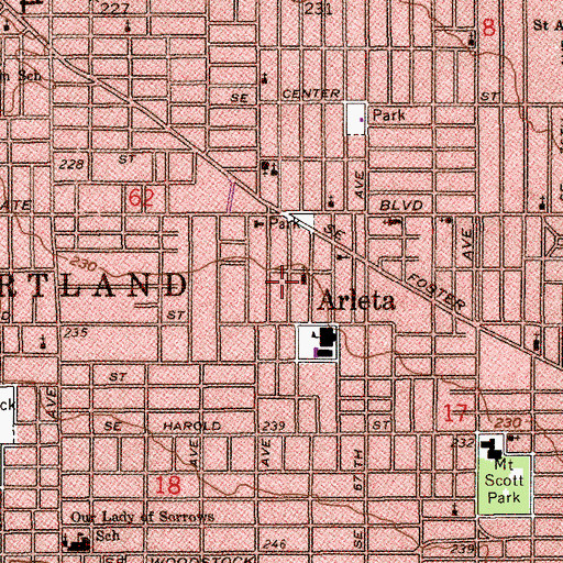 Topographic Map of Living Water Community Fellowship Church, OR