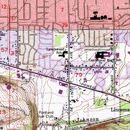Topographic Map of Lynchwood Church of God, OR