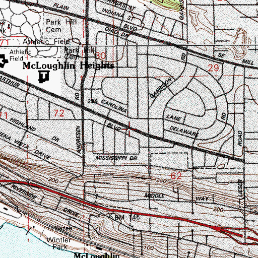 Topographic Map of MacArthur Boulevard Christian Church, WA