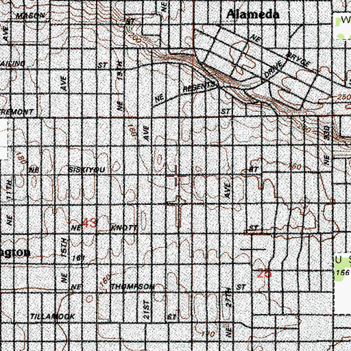 Topographic Map of Madeleine Church, OR