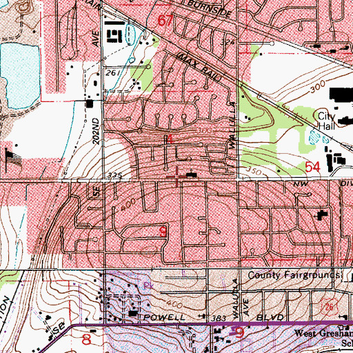 Topographic Map of Metro Church of Christ, OR
