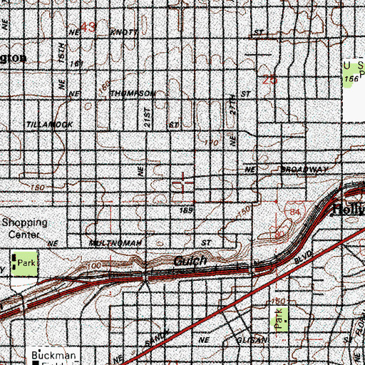 Topographic Map of Metropolitan Community Church of Portland, OR
