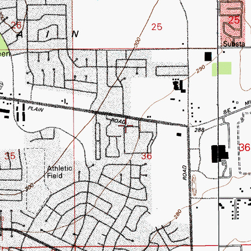 Topographic Map of Mill Plain United Methodist Church, WA