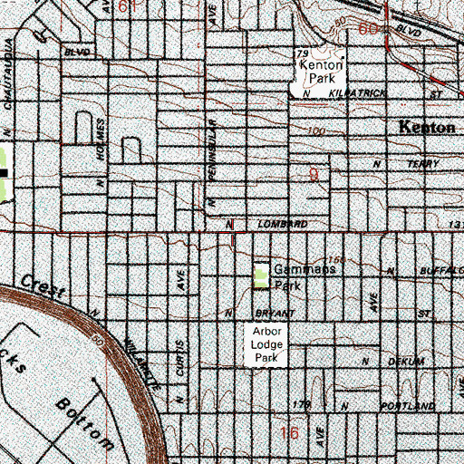 Topographic Map of Peninsula Baptist Church, OR