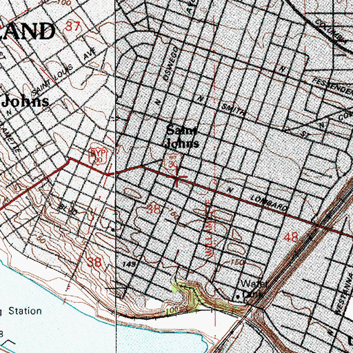 Topographic Map of Peninsula Church of the Nazarene, OR