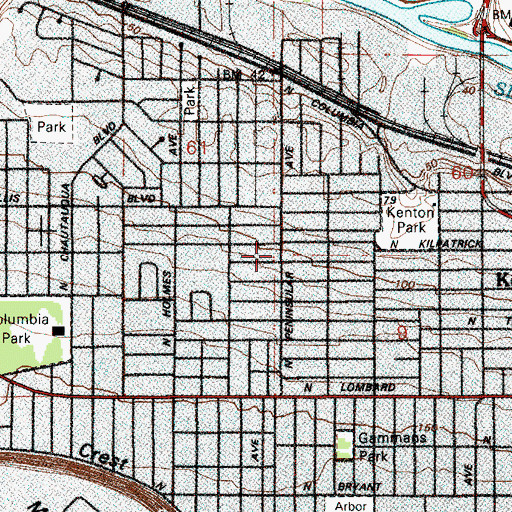 Topographic Map of Peninsula Open Bible Church, OR