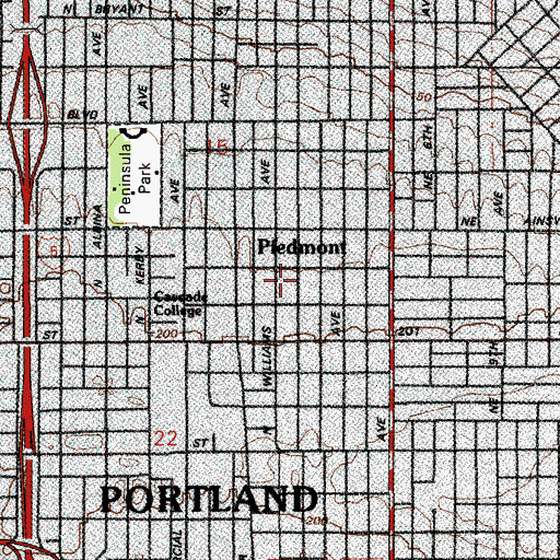Topographic Map of Piedmont Presbyterian Church, OR