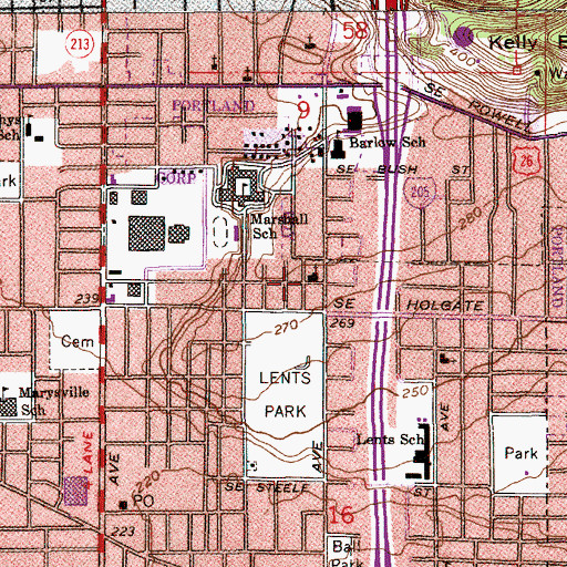 Topographic Map of Pilgrim Lutheran Church, OR