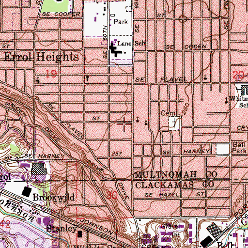 Topographic Map of Portland Area Seventh Day Baptist Church, OR