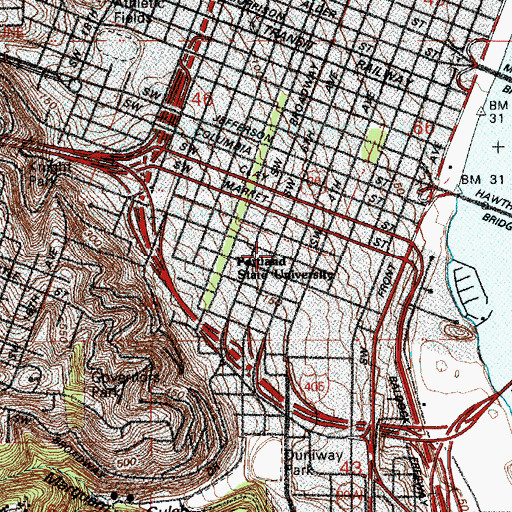 Topographic Map of Portland Campus Christian Ministry, OR