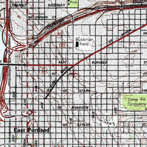 Topographic Map of Portland Foursquare Church, OR