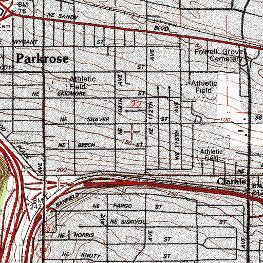 Topographic Map of Portland Hispanic Seventh Day Adventist Church, OR