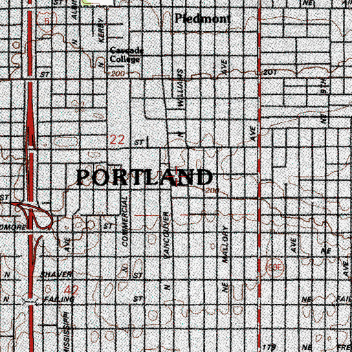 Topographic Map of Portland Miracle Revival Church, OR