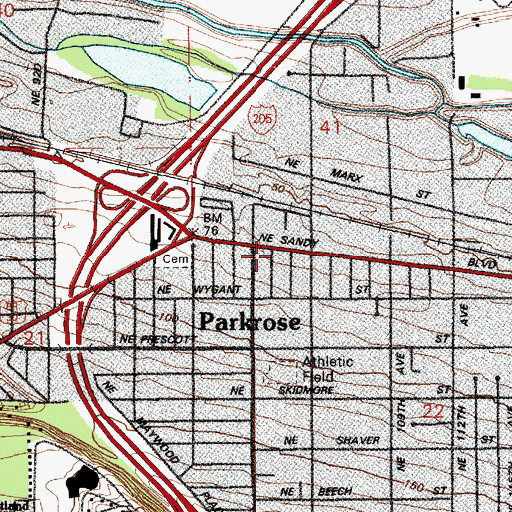 Topographic Map of Portland Word and Spirit Church, OR