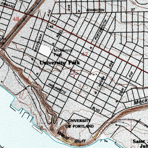 Topographic Map of Portsmouth Trinity Lutheran Church, OR