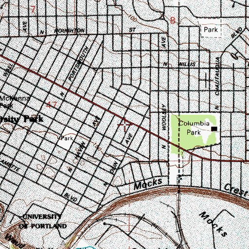 Topographic Map of Rivergate Community Church, OR