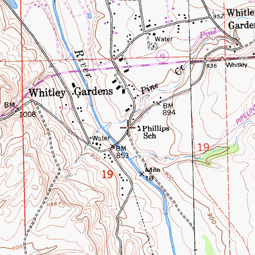 Topographic Map of Phillips Freedom Community School, CA