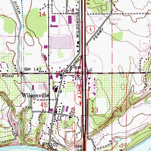 Topographic Map of Interchange 283, OR