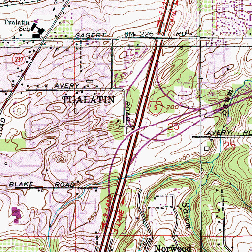 Topographic Map of Interchange 288, OR