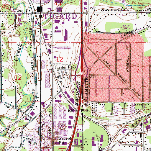 Topographic Map of Interchange 291, OR