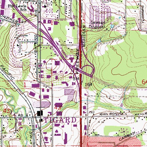 Topographic Map of Interchange 292A, OR