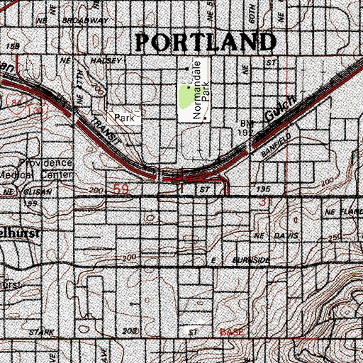 Topographic Map of Interchange 3, OR