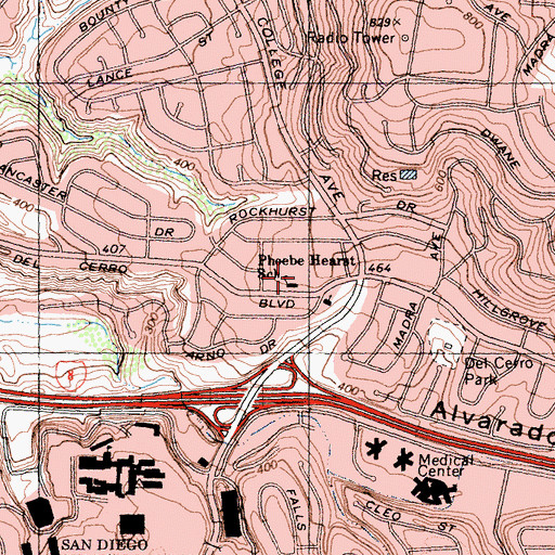 Topographic Map of Hearst Elementary School, CA