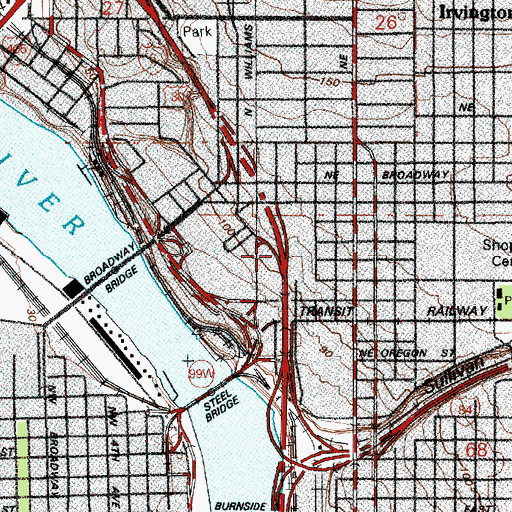 Topographic Map of Interchange 302A, OR