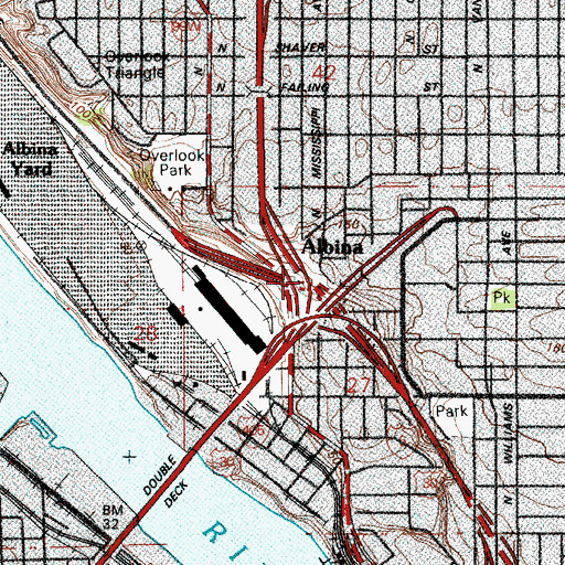 Topographic Map of Interchange 302B, OR