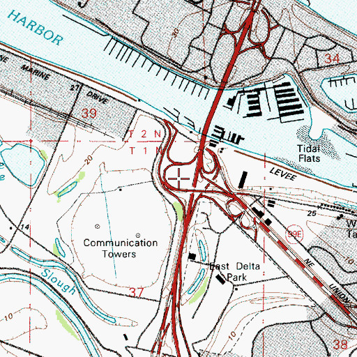 Topographic Map of Interchange 307, OR