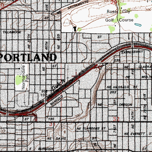 Topographic Map of Interchange 4, OR